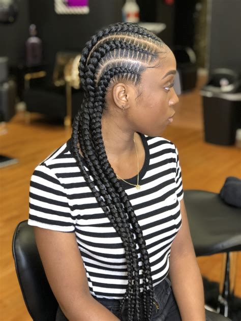 6 feed in braids to the side - Hi guys am back with a How To FEED IN CORNROWS CROCHET BRAID STYLE ON SHORT HAIR.I love this Crochet Cornrows Feed in braids on my Short Natural 4C Hair. Hop...